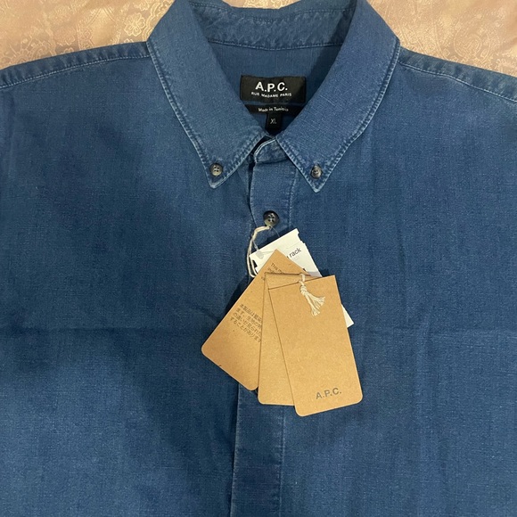 A.P.C Denim Blue Shirt Sz XL NWT - Picture 4 of 7